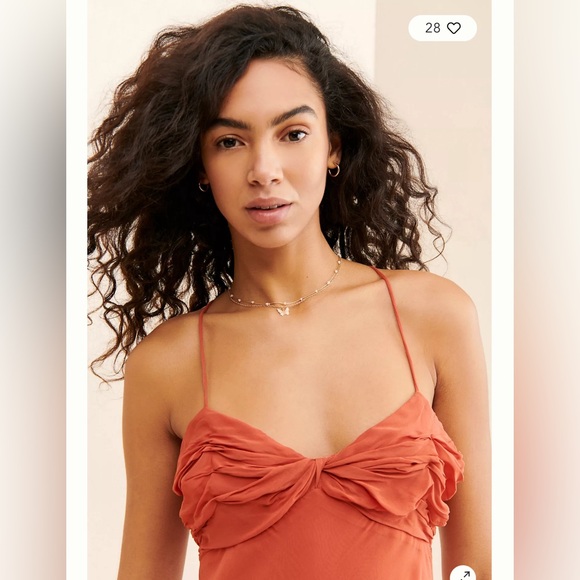 Anthropologie twist front flip dress/ US size8 / rich terracotta color - Picture 4 of 5